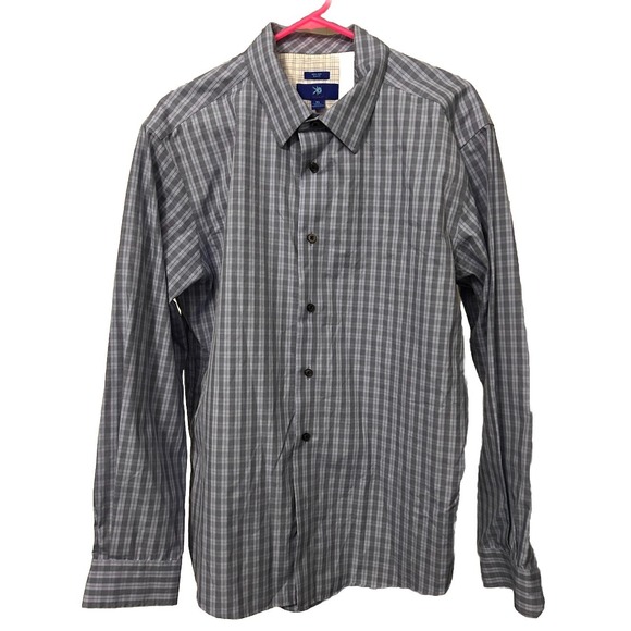 Egara Non-Iron Men's XL Slim Fit Blue and Gray Dress Shirt - Picture 1 of 8